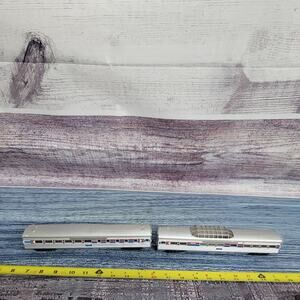 Vintage H.O Train Car Amtrak passenger observation Train car silver, red, & Blue